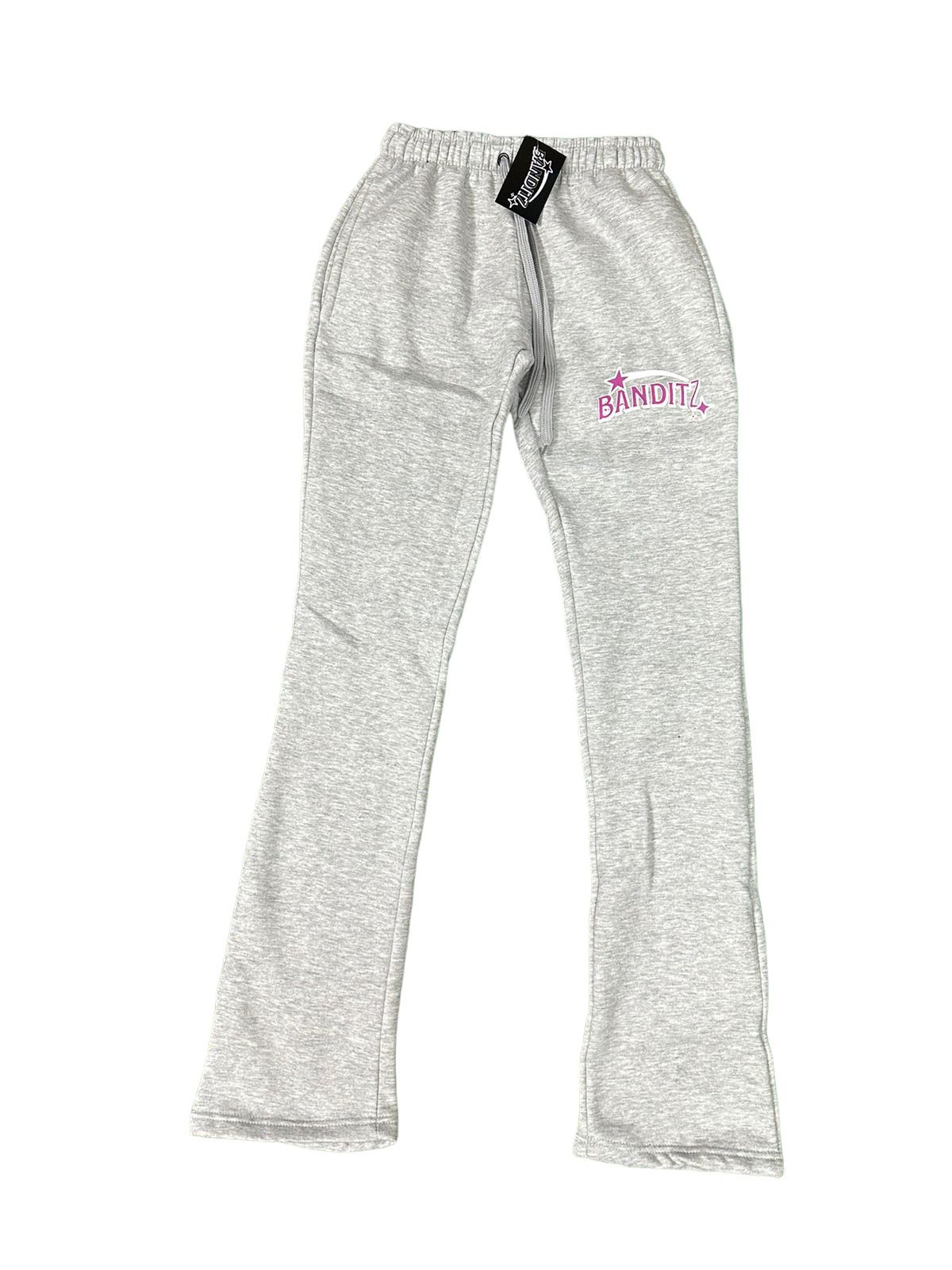 Grey And Pink Lowwaist Straight Leg- Banditz Sweatpants