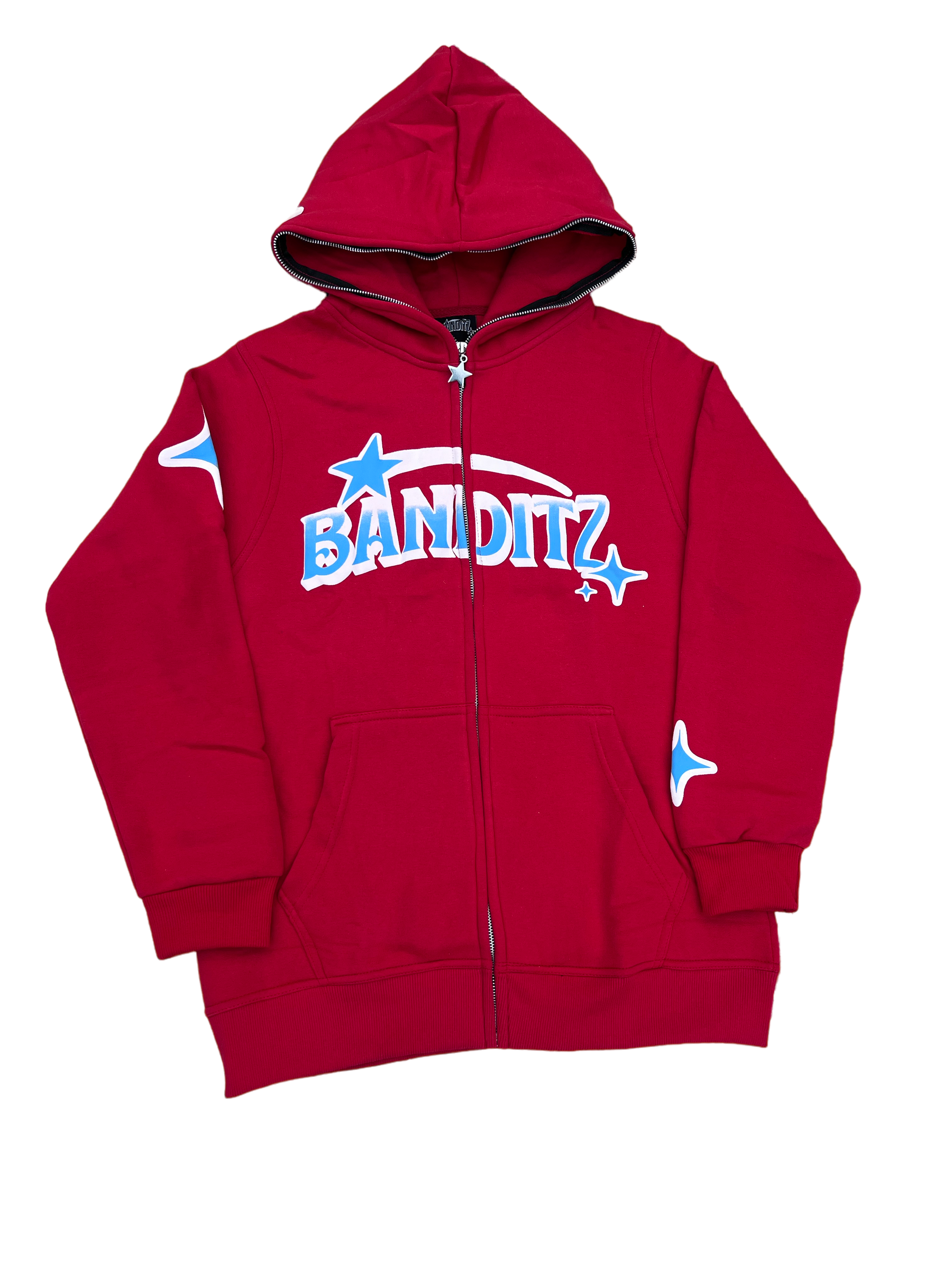 Red and blue online sleeve hoodie