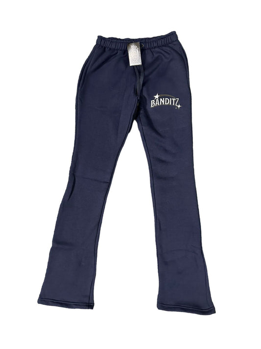 Navy Blue And White Lowwaist Straight Leg- Banditz Sweatpants