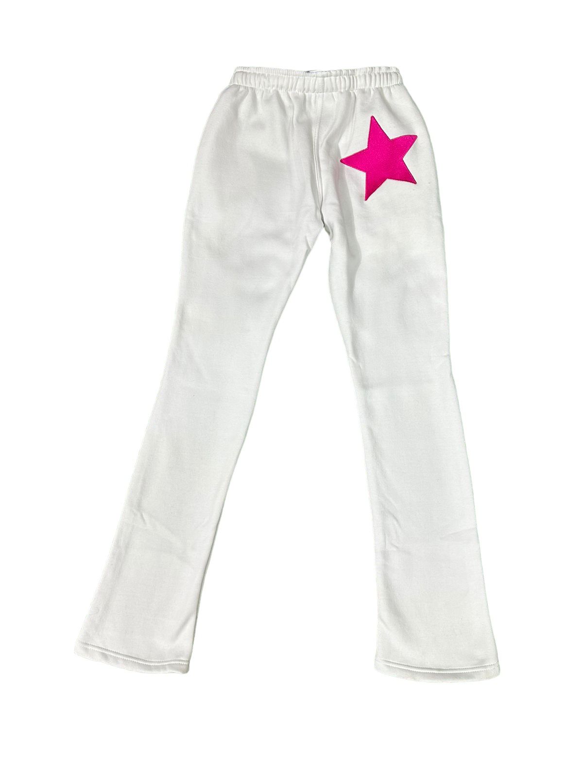 White And Pink Lowwaist Straight Leg- Banditz Sweatpants – BANDITZ 