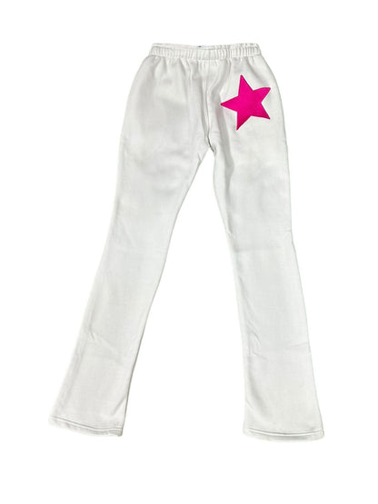 White And Pink Lowwaist Straight Leg- Banditz Sweatpants
