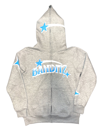 Grey - Blue Banditz Full-Zip Hoodie