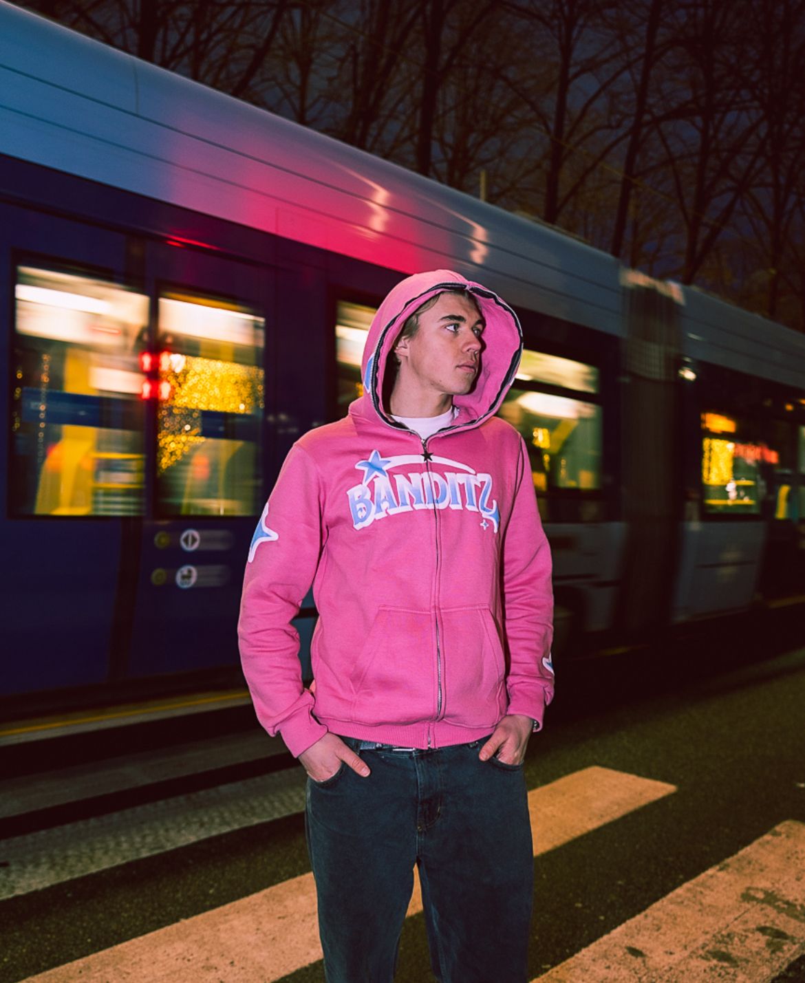 Pink and best sale blue hoodie