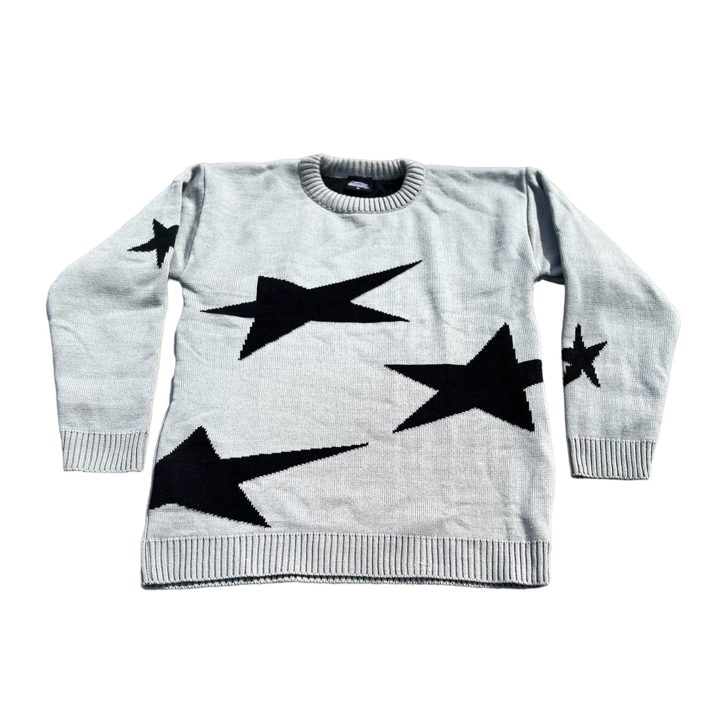 Banditz Star Knit-Sweater - Light Gray with Black Stars