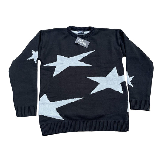 Banditz Star Knit-Sweater - Black with Light Gray Stars